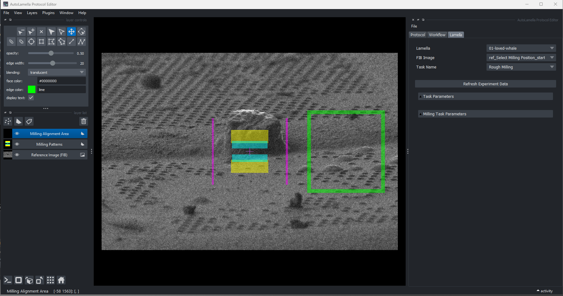 Protocol Editor - Lamella