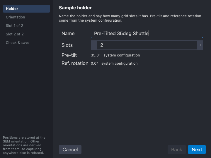 Step 1: the holder's name and how many slots it has