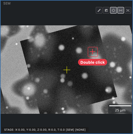 Before: the feature to move to, boxed in the SEM view