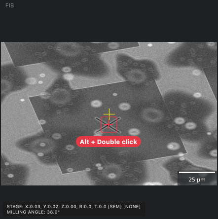 Alt + double-click on the cross in the FIB view