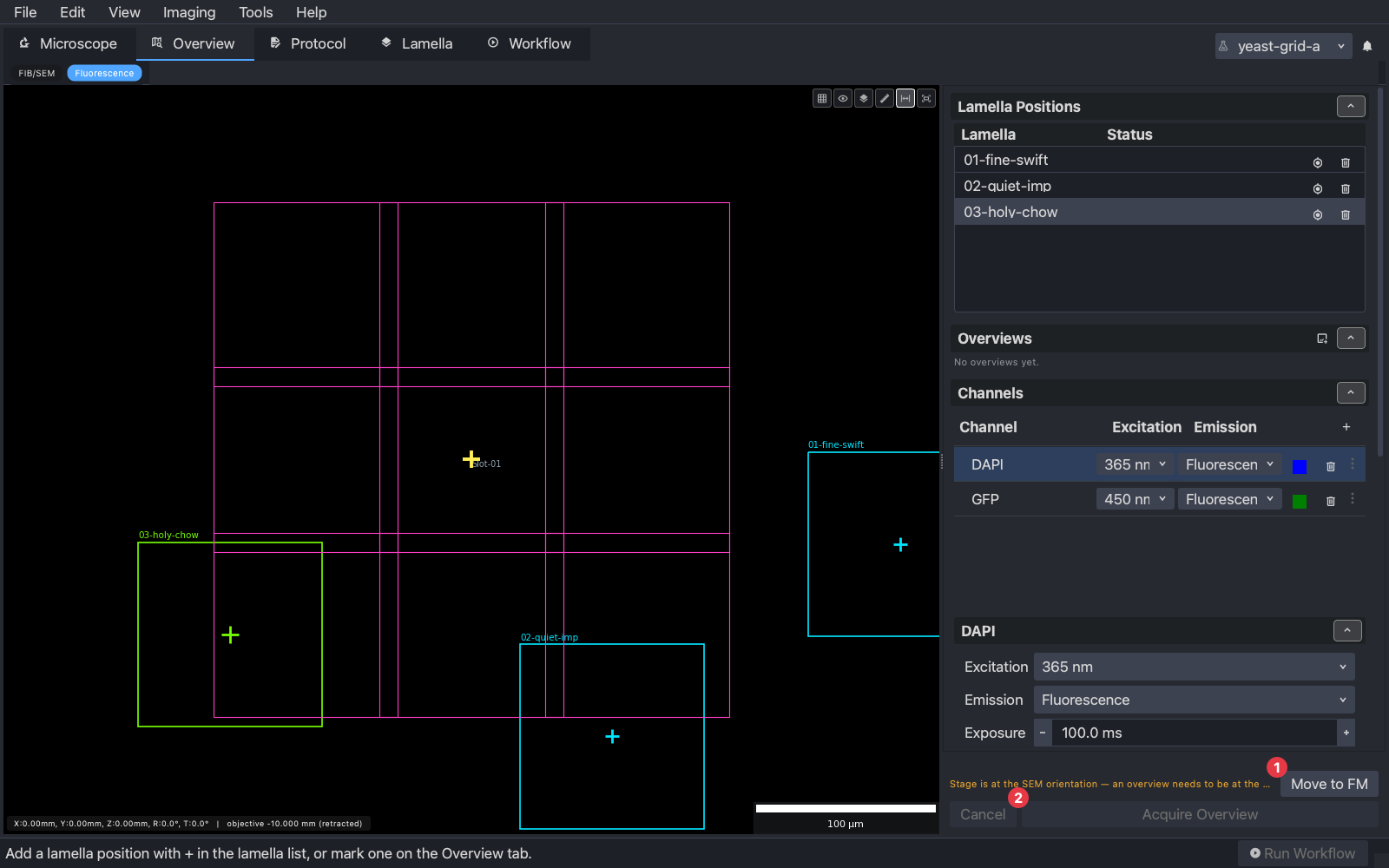 The fluorescence overview tab