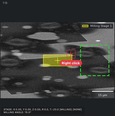 Right-click on the FIB view where the pattern should go