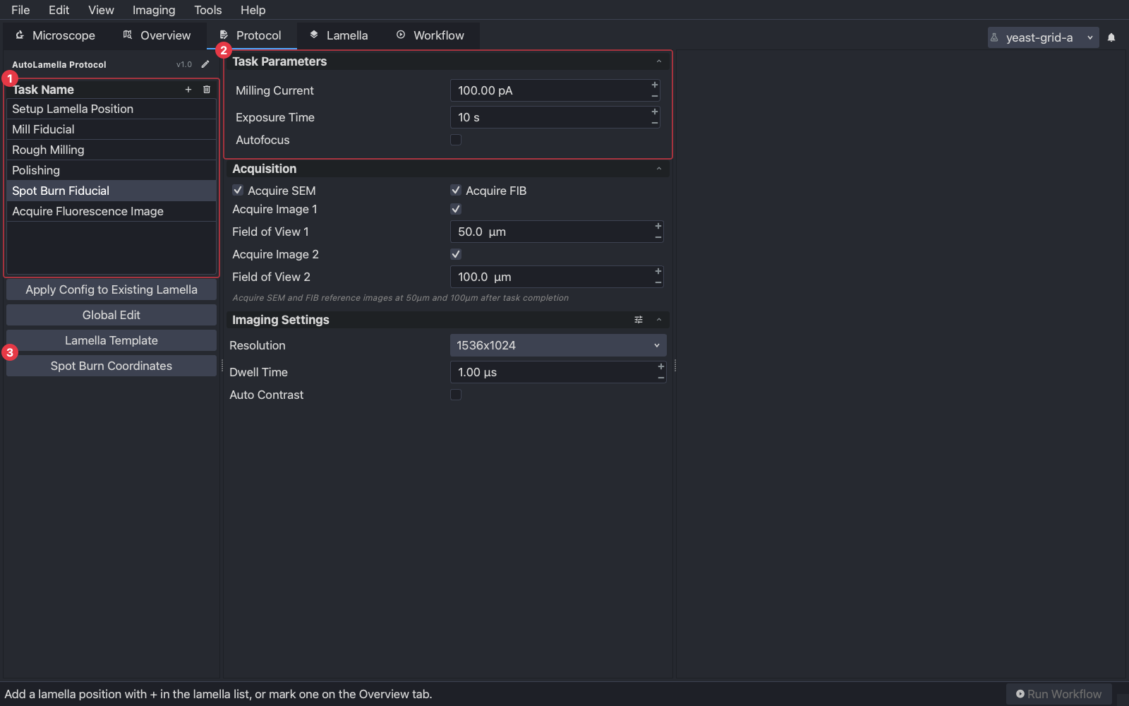 The Spot Burn Fiducial task in the protocol
