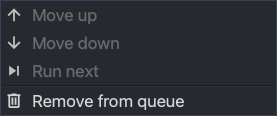 A queued item's actions