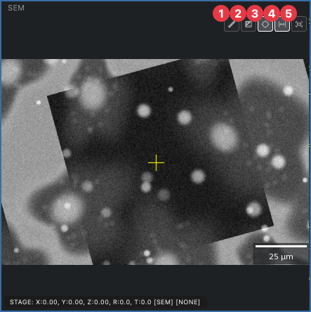 The view toolbar: ruler, contrast, crosshair, scale bar, reset