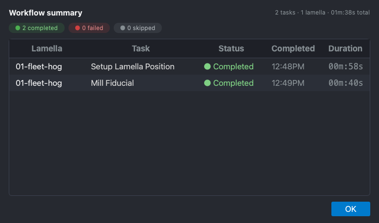 The workflow summary